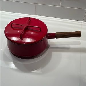 Red Saucepan with Wooden Handle